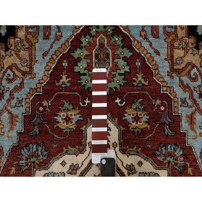 3'1"X5'1" Barn Red Antiqued Fine Heris New Zealand Wool Hand Knotted Rug