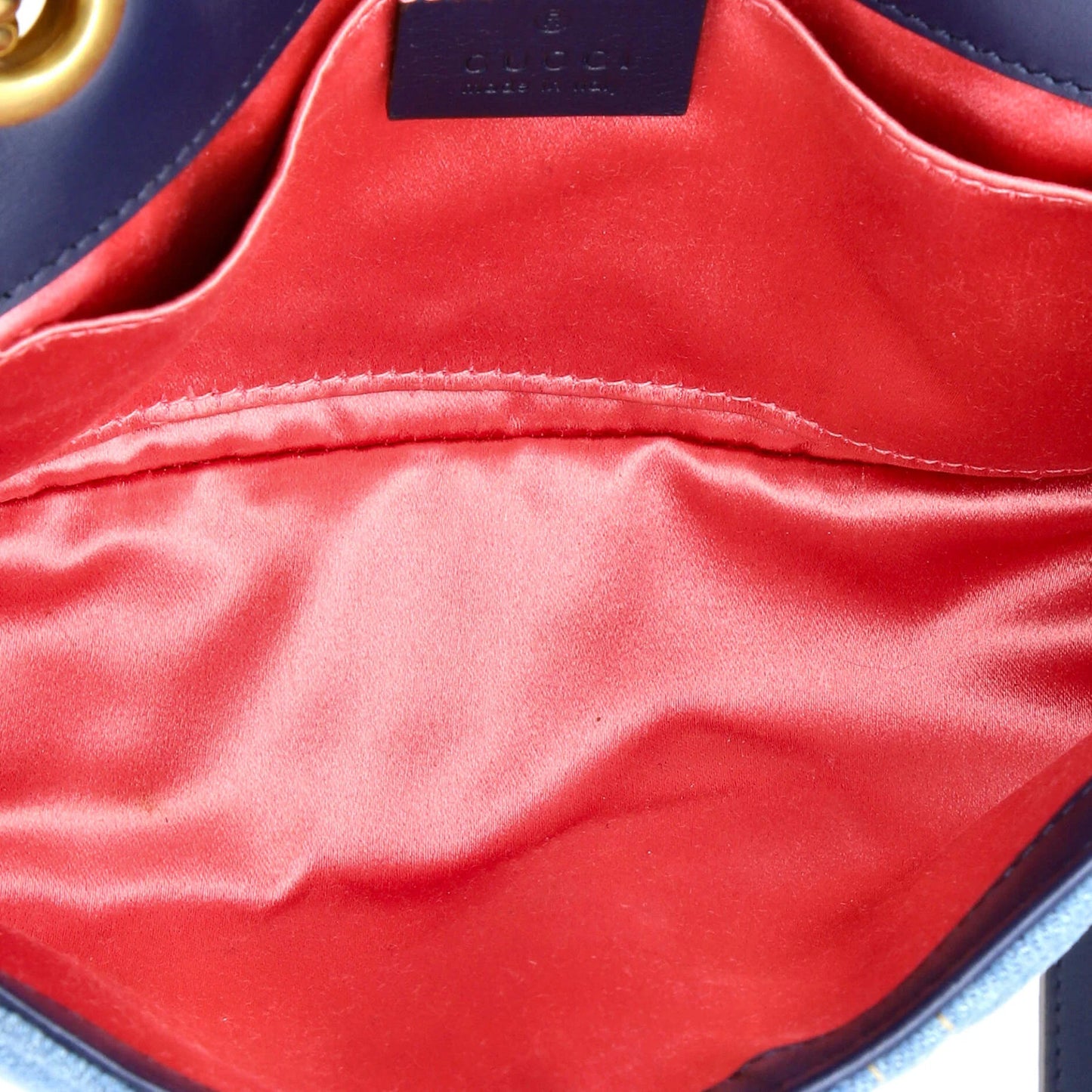 Gucci Pearly Gg Marmont Flap Bag Embellished Matelasse Denim Mini