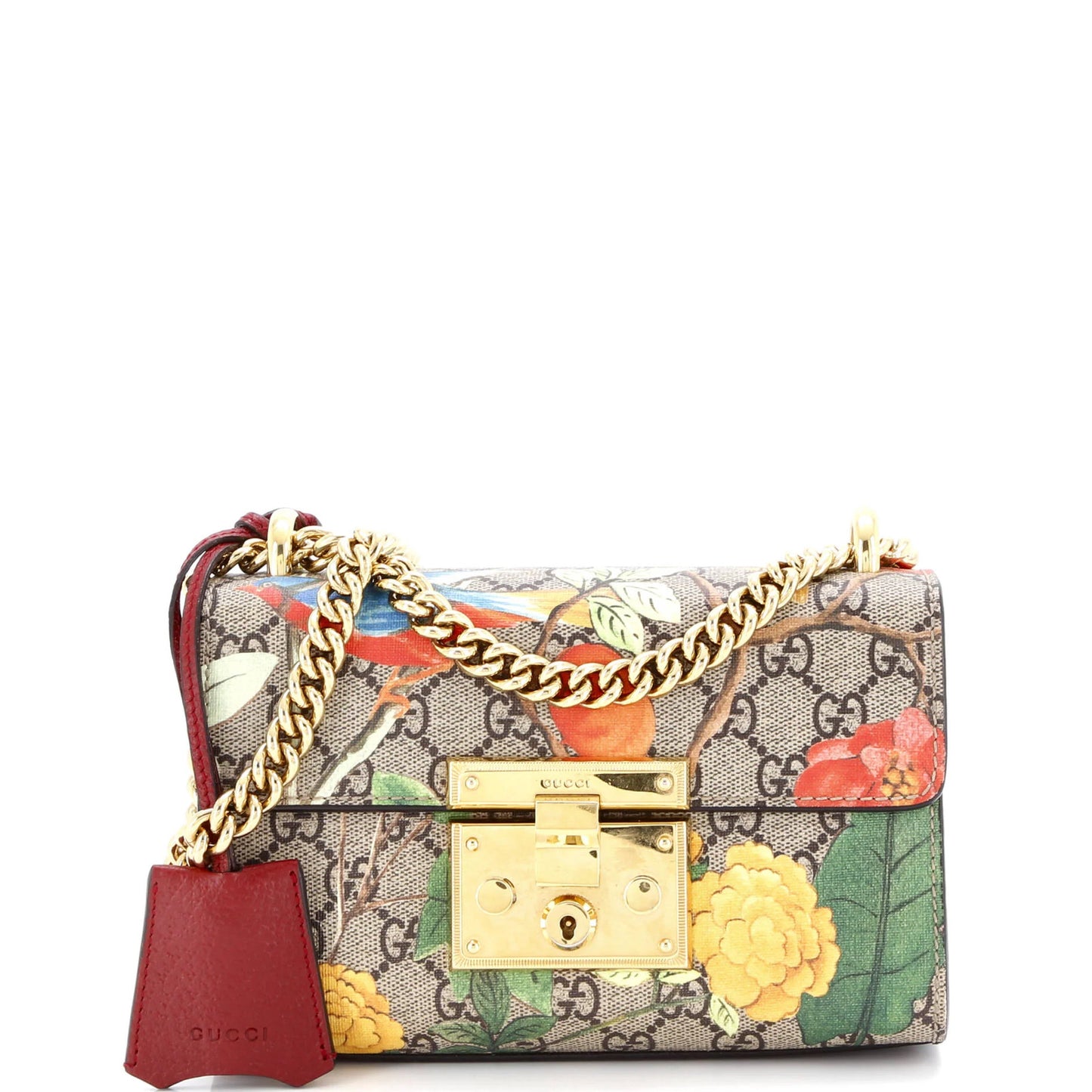 Gucci Padlock Shoulder Bag Tian Print Gg Coated Canvas Small