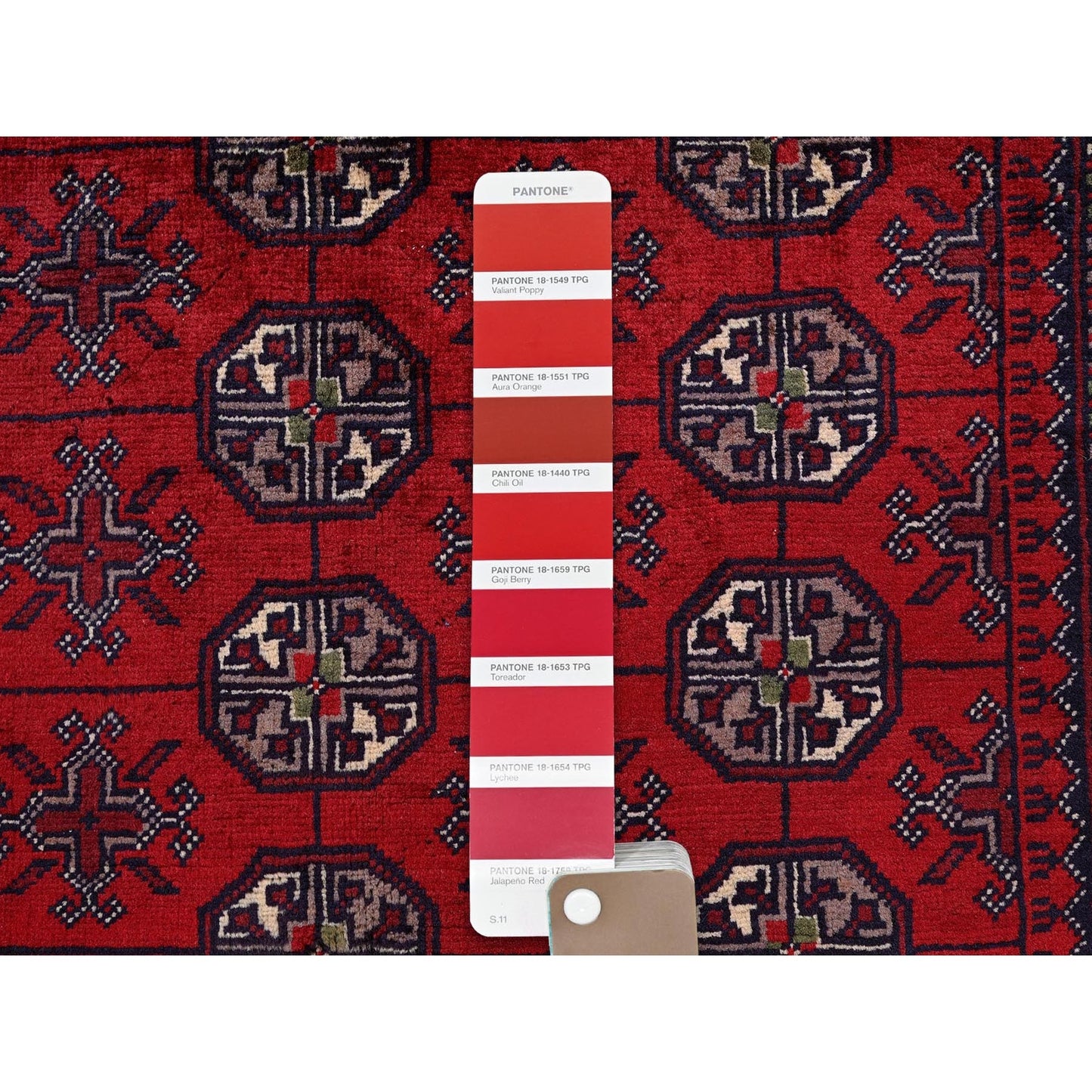 2'9"X3'10" Red Princess Bokara Geometric Design Wool Hand Knotted Mat Rug