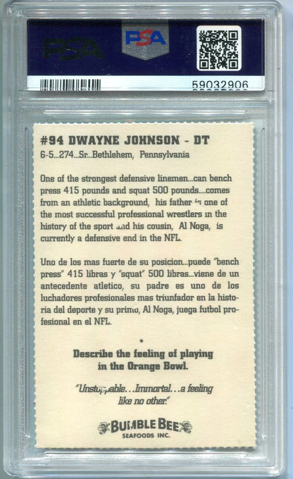 Dwayne Johnson 1994 Miami Bumblebee Psa Nm-Mt 8