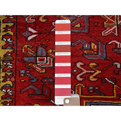 10'2"X13'8" Penn Red Hand Knotted All Wool Cropped Thin Oriental Rug