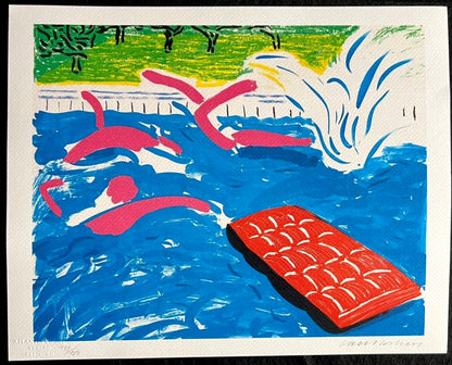 David Hockney "Swimming" Lithograph Coa Signed Numbered By Hand