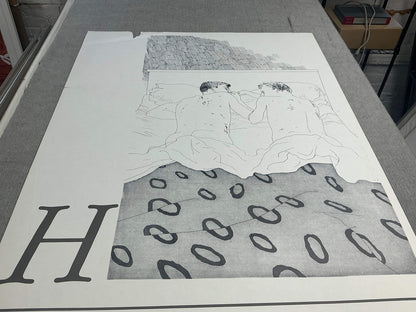 David Hockney Two Boys Aged 23 Or 24 " Poster Pop Art White, Gray