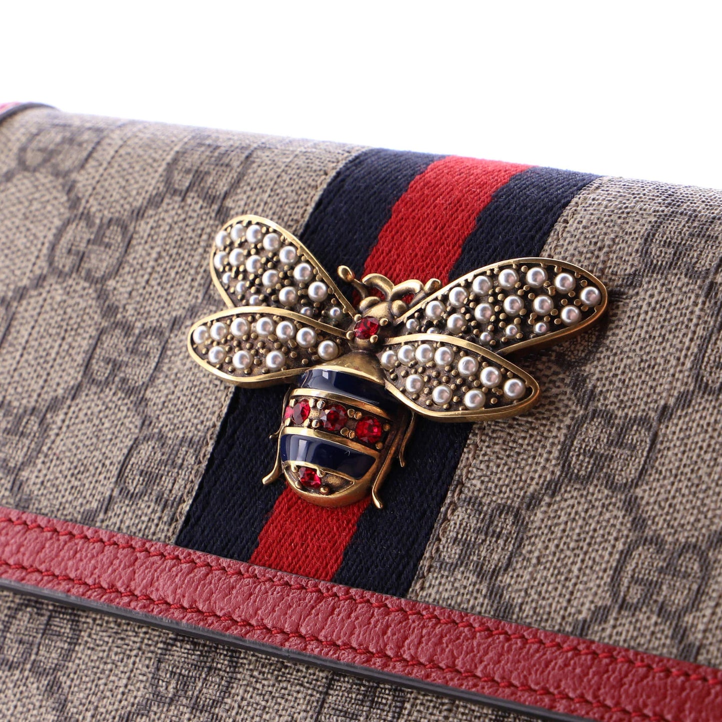 Gucci Queen Margaret Chain Wallet Gg Coated Canvas Mini