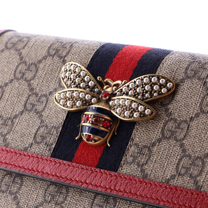 Gucci Queen Margaret Chain Wallet Gg Coated Canvas Mini