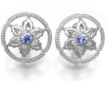 Lanvin Earrings Tanzanite 0.20Ct/0.20Ct Diamond 0.08Ct/0.08Ct 900 Platinum