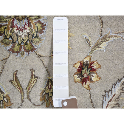 6'X9'3" Round Black Hand Knotted Half Wool & Half Silk Rajasthan Rug