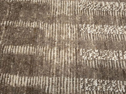 8x10 Hand-Knotted Bas-Relief Modern Oriental Rug Brown Wool Area Carpet