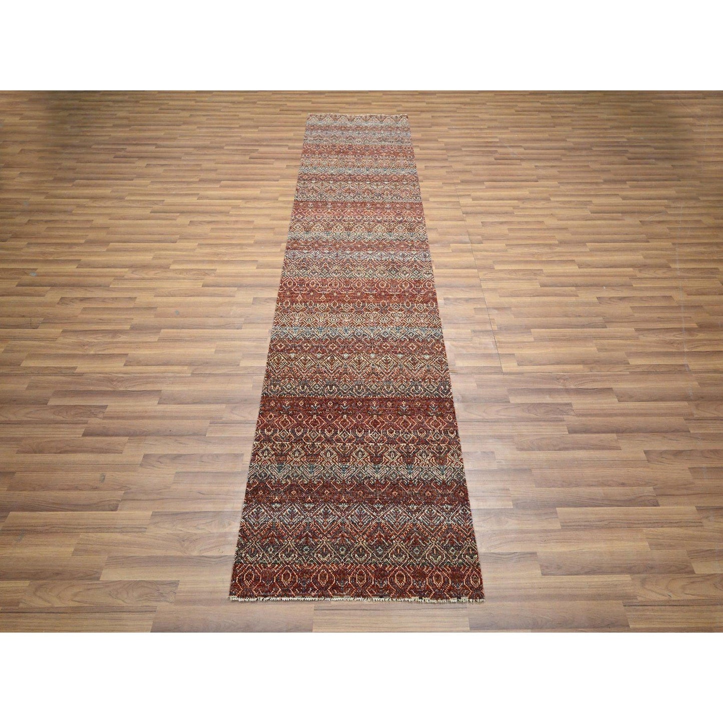 2'7"X10'2" Red Kohinoor Herat Pattern Soft Wool Hand Knotted Runner Rug