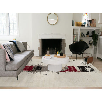 9'X12' White Modern Lori Buft Gabbeh 100% Wool Hand Knotted Oriental Rug
