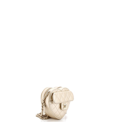 Chanel Cc In Love Heart Clutch With Chain Quilted Lambskin