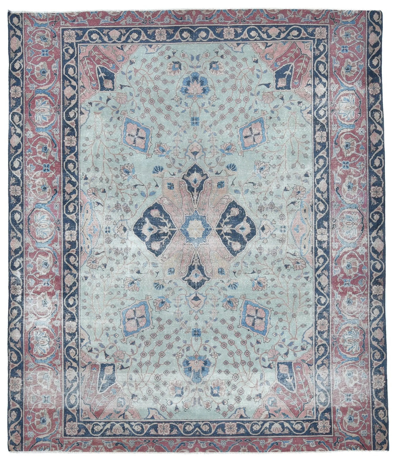 Handmade Antique Vintage Oriental Rug Floral Living Room Carpet 7'11x9'2 ft