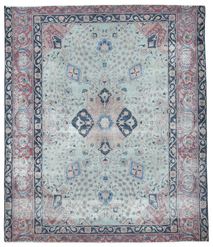 Handmade Antique Vintage Oriental Rug Floral Living Room Carpet 7'11x9'2 ft