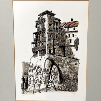 Martin Hidalgo (Spain) - Madrid Original Painting Gouache On Paper Signed Framed