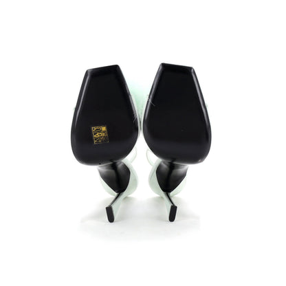 Saint Laurent Women'S Paradis Slingback Sandals Satin With Feathers