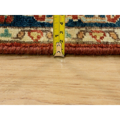 2'6"X12'2" Organic Wool Red Antiqued Heris Re-Creation Hand Knotted Rug