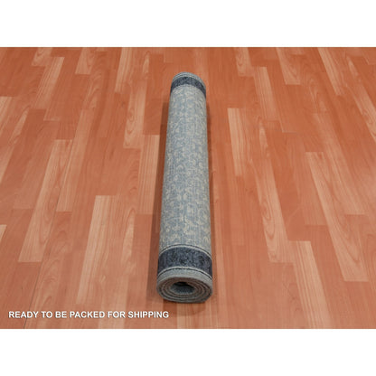 3'1"X5'1" Blue Modern Design Organic Wool Hand Knotted Oriental Rug