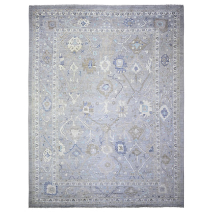 12'X15'6" Gray Hand Knotted Afghan Angora Oushak Pure Wool Oversized Rug