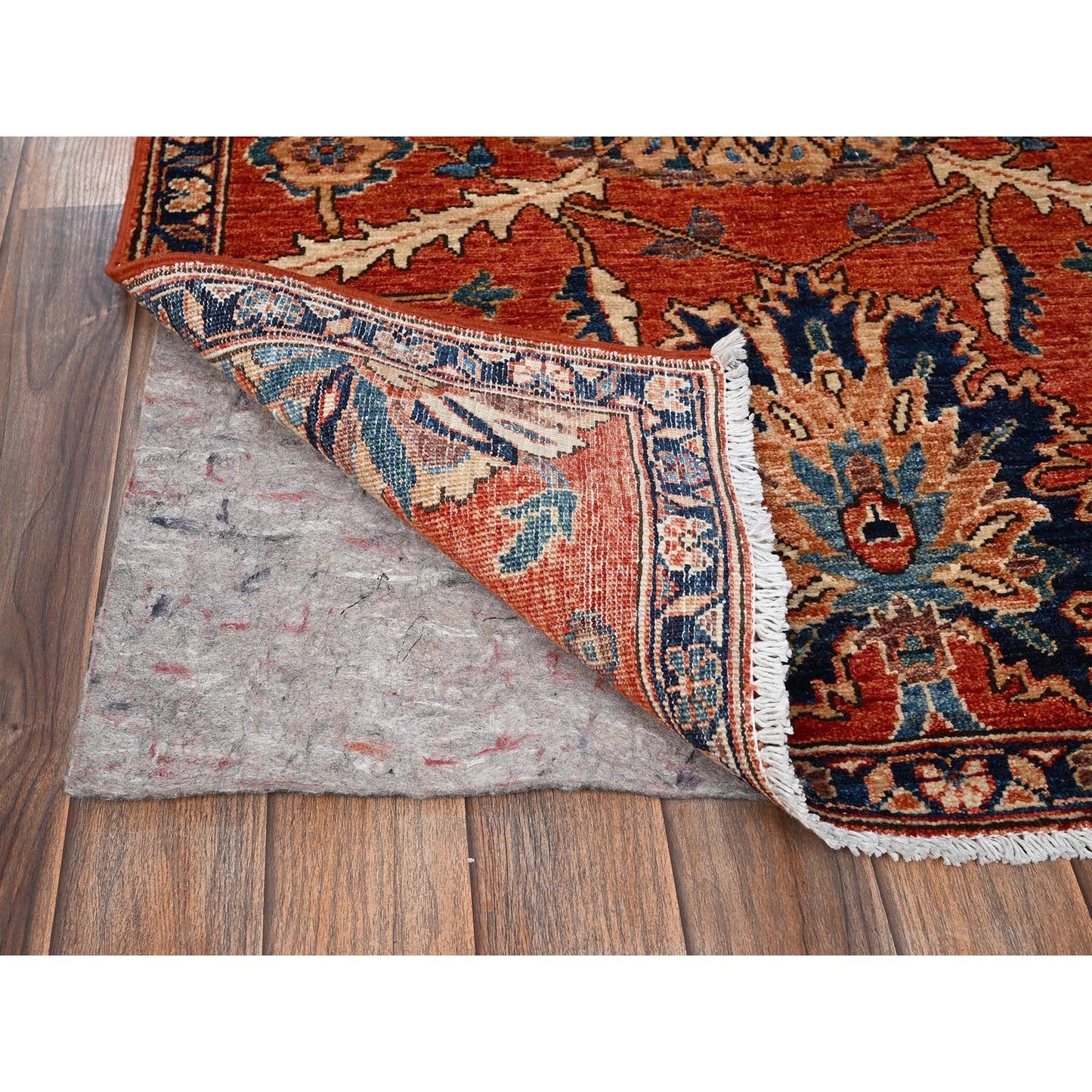 3'X5'2" Red Northwest Zoroastrian Flower Design Pure Wool Hand Knotted Rug