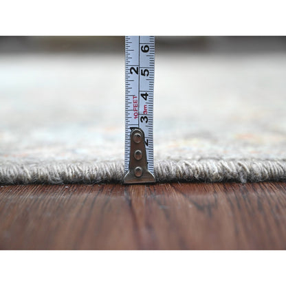 3'2"X23'7" Brown Hand Knotted Angora Oushak Leaf Design Wool Runner Rug