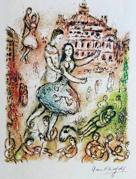 Marc Chagall Signed Mourlot Coa Lithograph Op