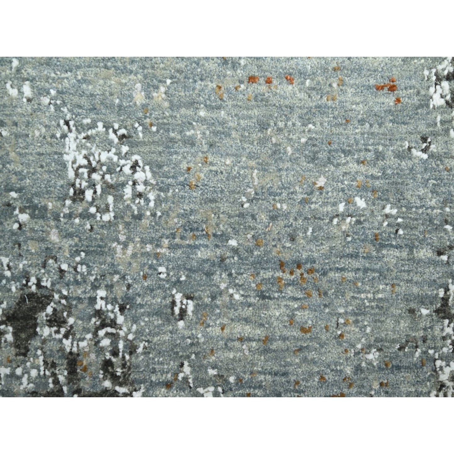 6'1"X9'1" Gray-Brown Abstract Design Pure Wool Hand Knotted Oriental Rug