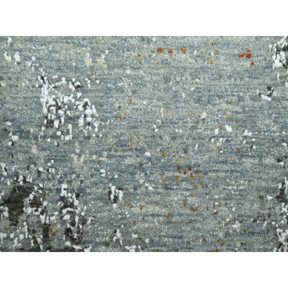 6'1"X9'1" Gray-Brown Abstract Design Pure Wool Hand Knotted Oriental Rug