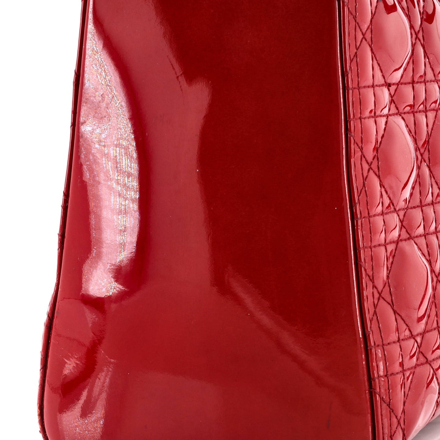 Christian Dior Lady Dior Bag Cannage Quilt Patent Large