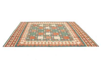 Geometric Dhurrie Rug Reversible Flat-Weave