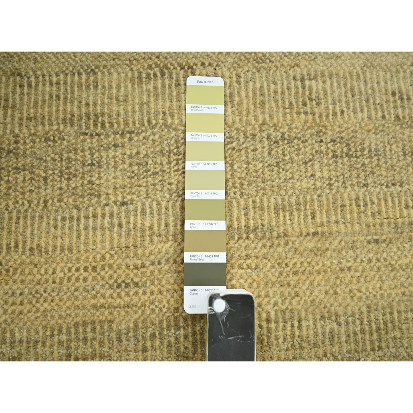 6'X9' Brown Modern Grass Design Hand Knotted Wool And Silk Oriental Rug