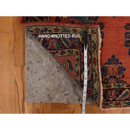 2'7"X10' Red Antique Zoroastrian Saroogh Wool Hand Knotted Runner Rug