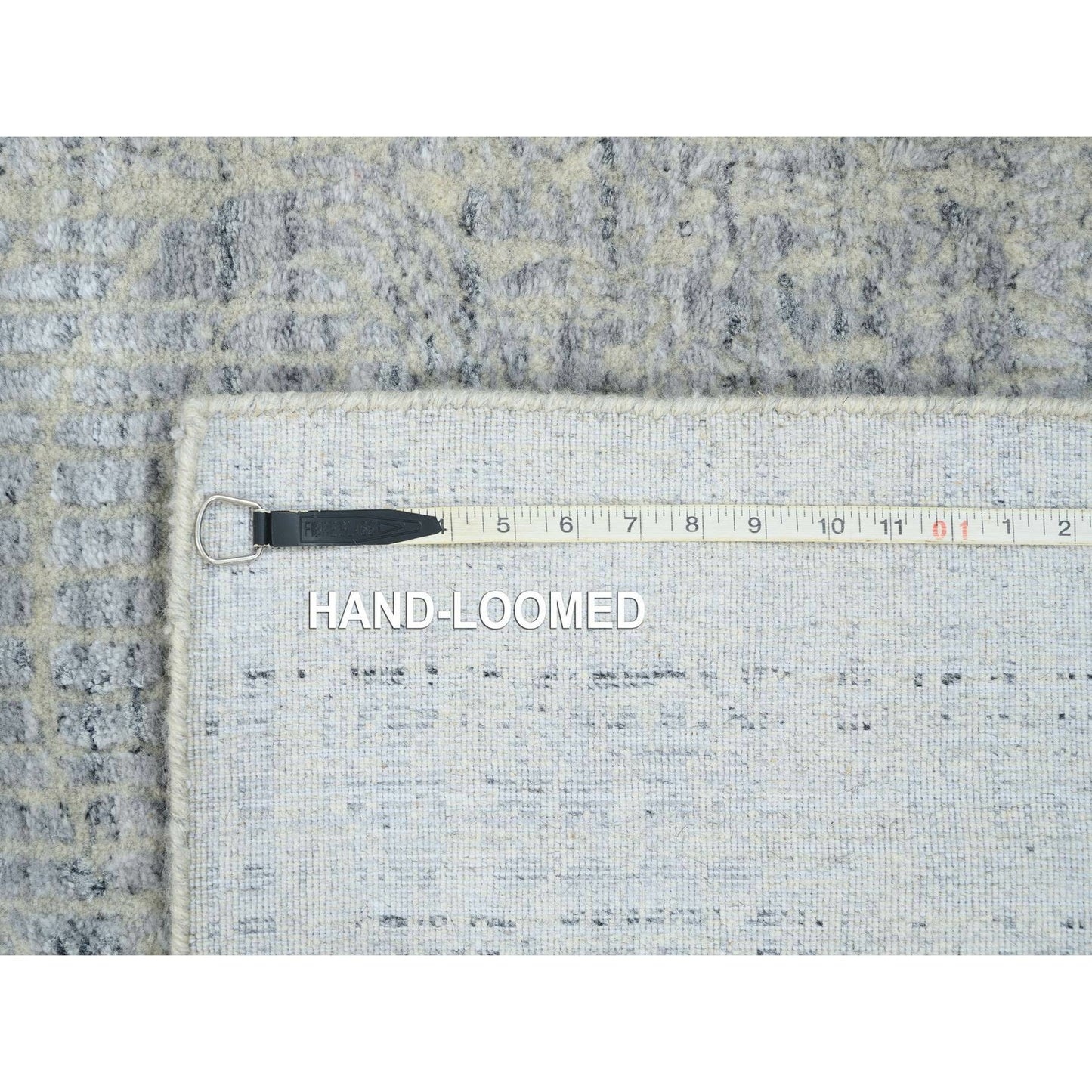 2'6"X10' Gray Wool And Plant Based Silk Hand Loomed Runner Rug