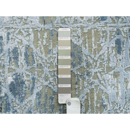 2'6"X10'1" Gray Wool And Silk The Honeycomb Design Handknotted Runner Rug