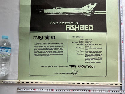 Vintage Us Military Poster Mig-21 Fishbed Soviet Jet Fighter Cold War Mcdonnell
