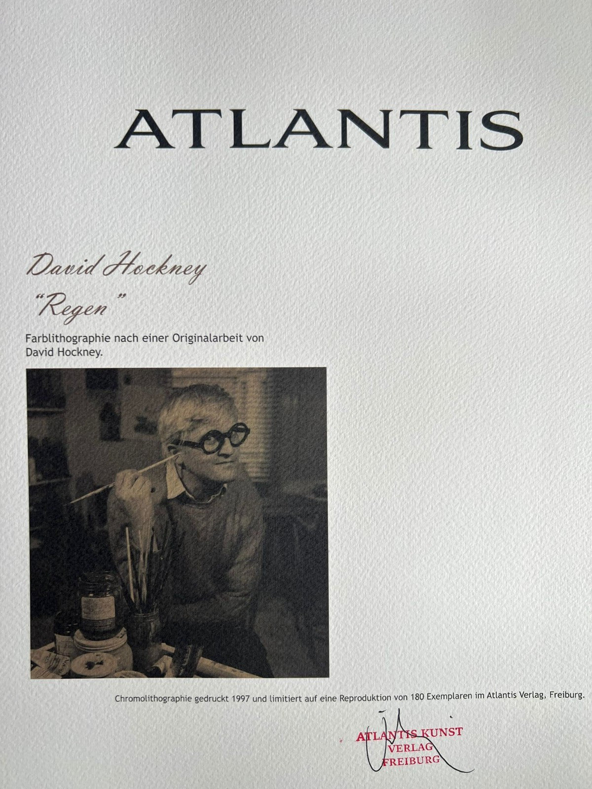 David Hockney Lithograph 'Rain' (Numbered)