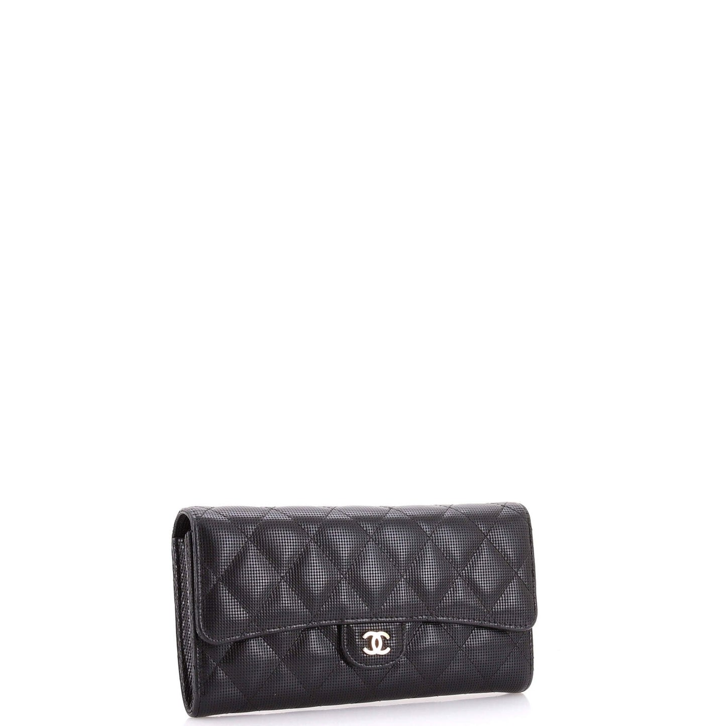 Chanel Cc Gusset Classic Flap Wallet Pixel Effect Quilted Calfskin Long
