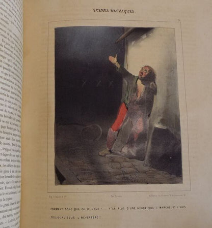 1844 Paris Comique 1St Edition Aubert Hand-Colored Lithographs Vellum Binding