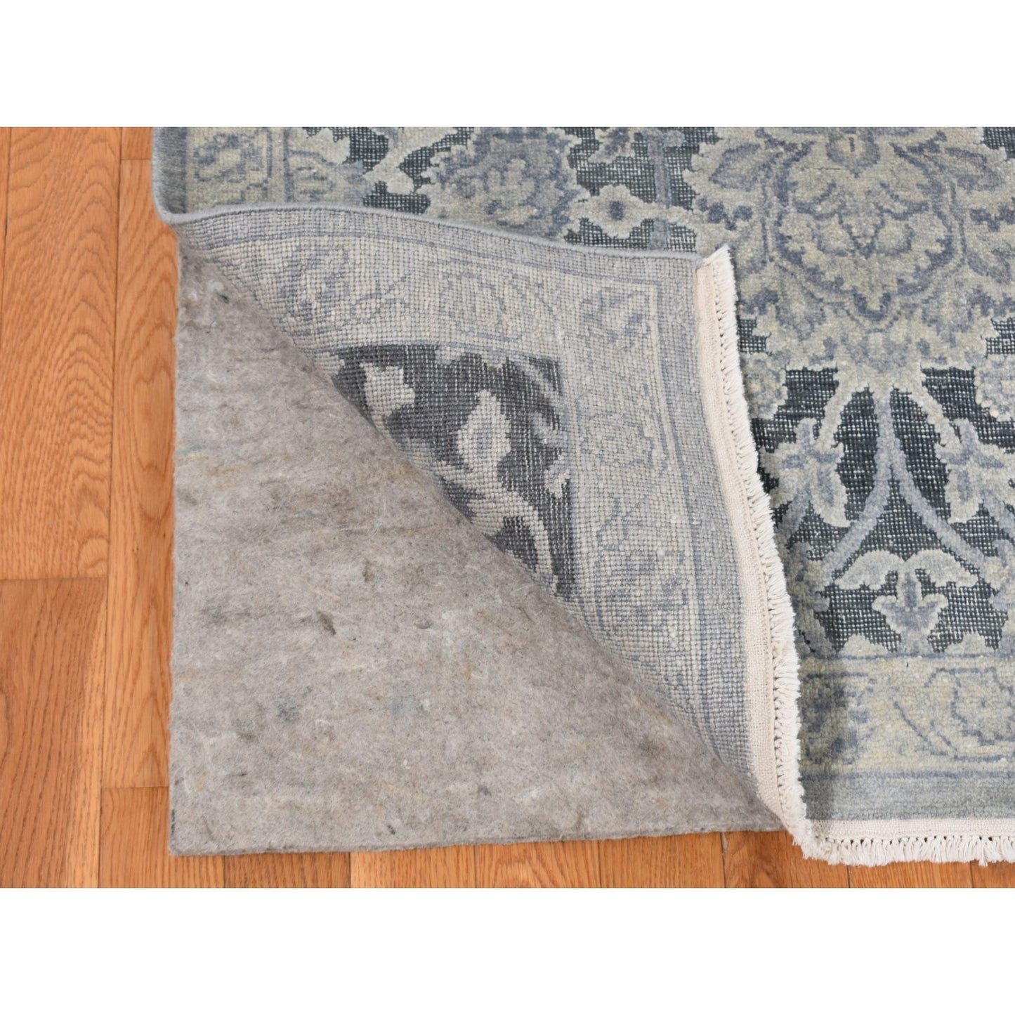 9'X11'8" Ash Gray Oushak Influence Pure Silk With Wool Hand Knotted Rug