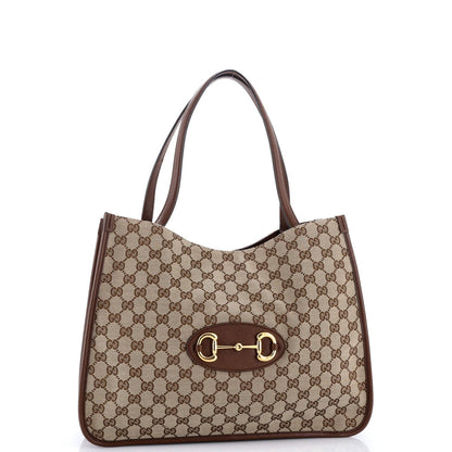 Gucci Horsebit 1955 Tote Gg Canvas With Leather Medium