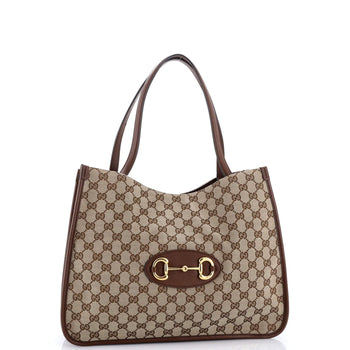 Gucci Horsebit 1955 Tote Gg Canvas With Leather Medium