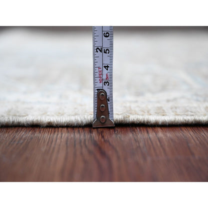 2'8"X19'4" Brown Washed Peshawar Leaf Design Hand Knotted Wool Runner Rug