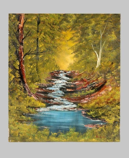 Helen Jo Nichols "Forest Stream" 1994 Original Oil Painting Signed F10 Landscape