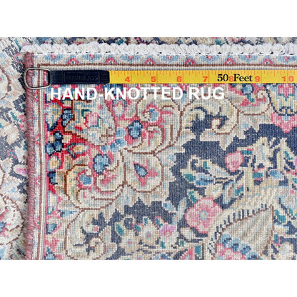 1'8"X2'4" Colorful Worn Wool Hand Knotted Old Farsian Karman Mat Rug