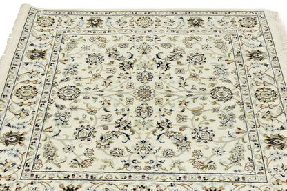 Hand-Knotted Cream Floral Classic Indo-Nain