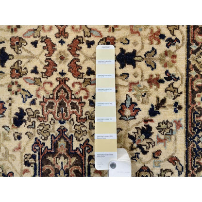 2'7"X10'3" Beige Antiqued Heris Re-Creation Wool Hand Knotted Runner Rug