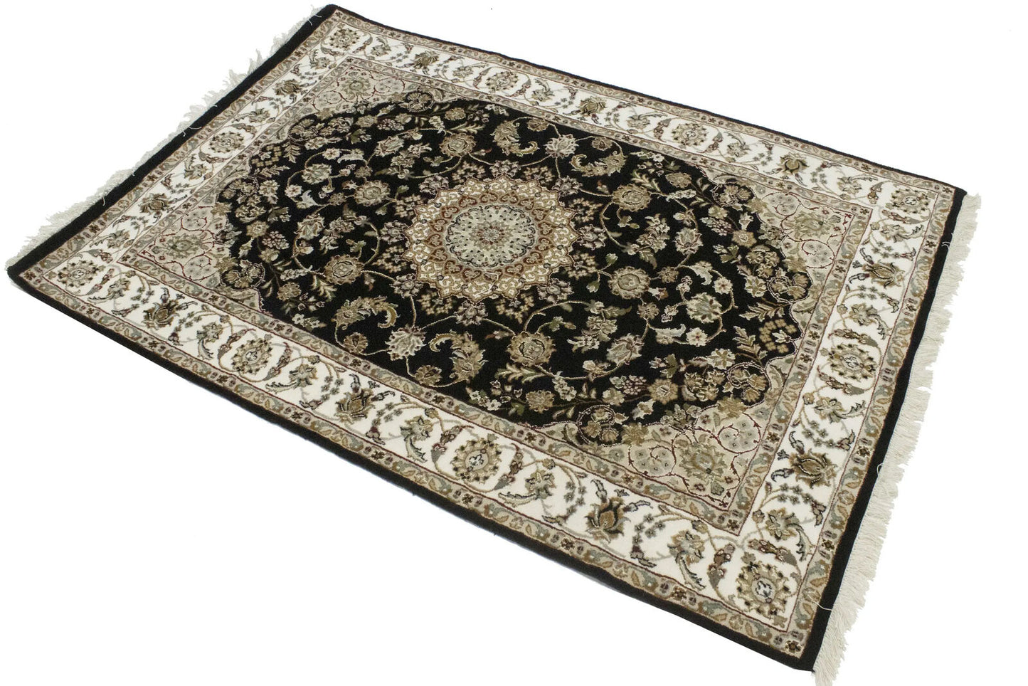 Handmade Indo-Nain Oriental Area Rug Floral