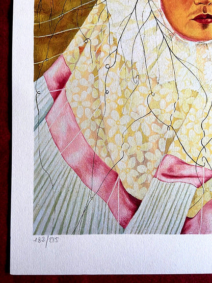 Frida Kahlo Lithograph Coa Signed Numbered By Hand Crayon Pencil