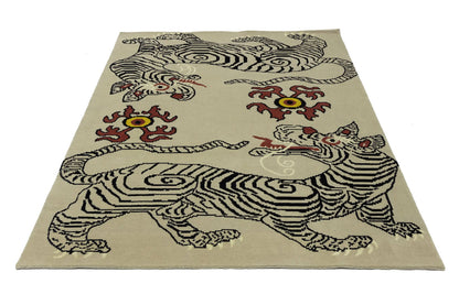 Nepali Tiger Oriental Rug Wool Tribal Modern