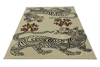 Nepali Tiger Oriental Rug Wool Tribal Modern